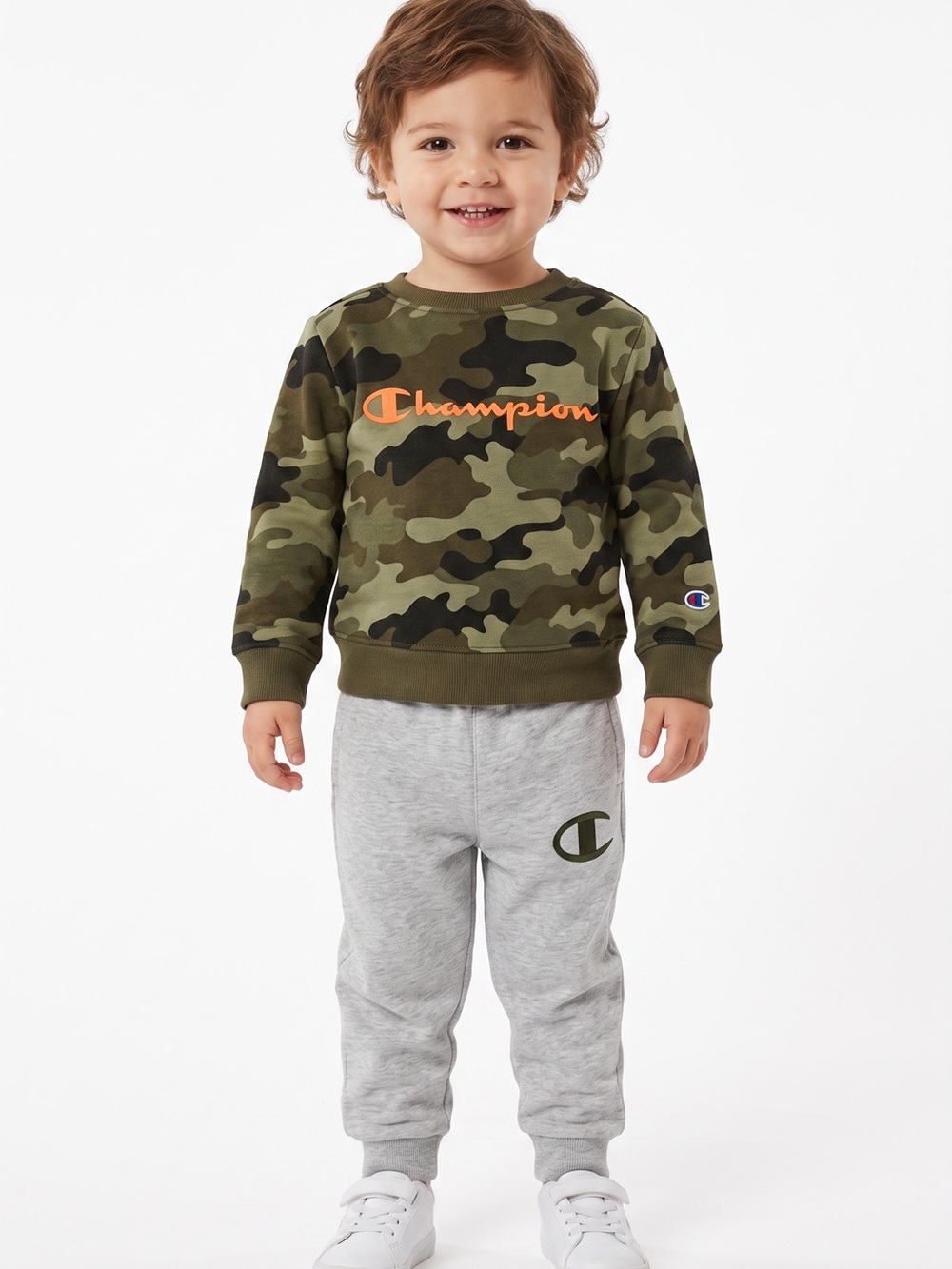 Champion Kids' Camo Crewneck Sweatshirt & Joggers - Olive/Green